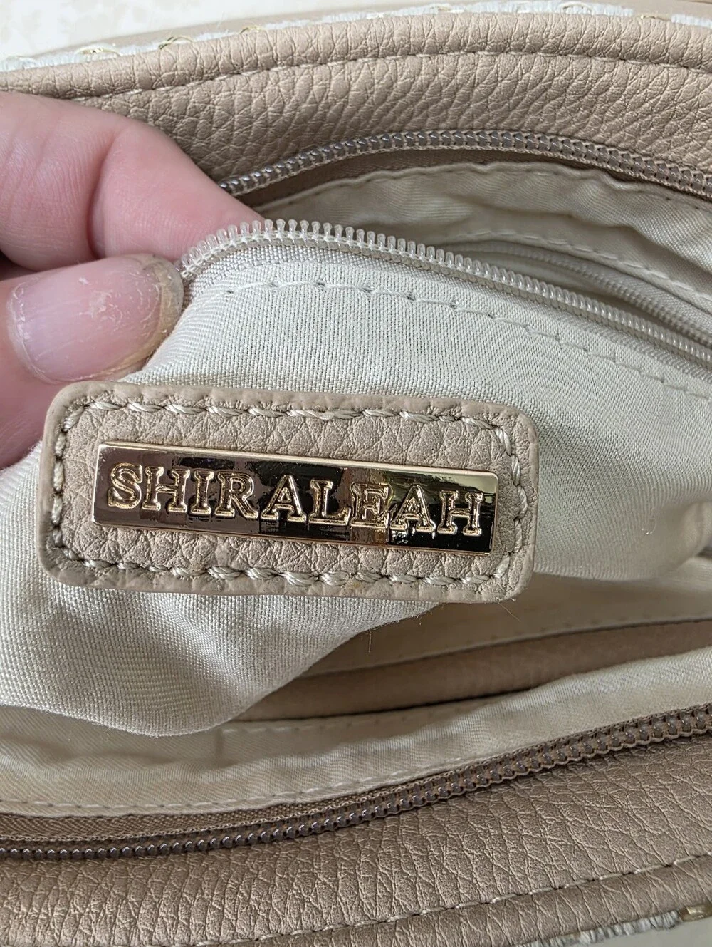 NWT Shiraleah x Express Gold Woven Straw Envelope Clutch Bag Beige Chevron